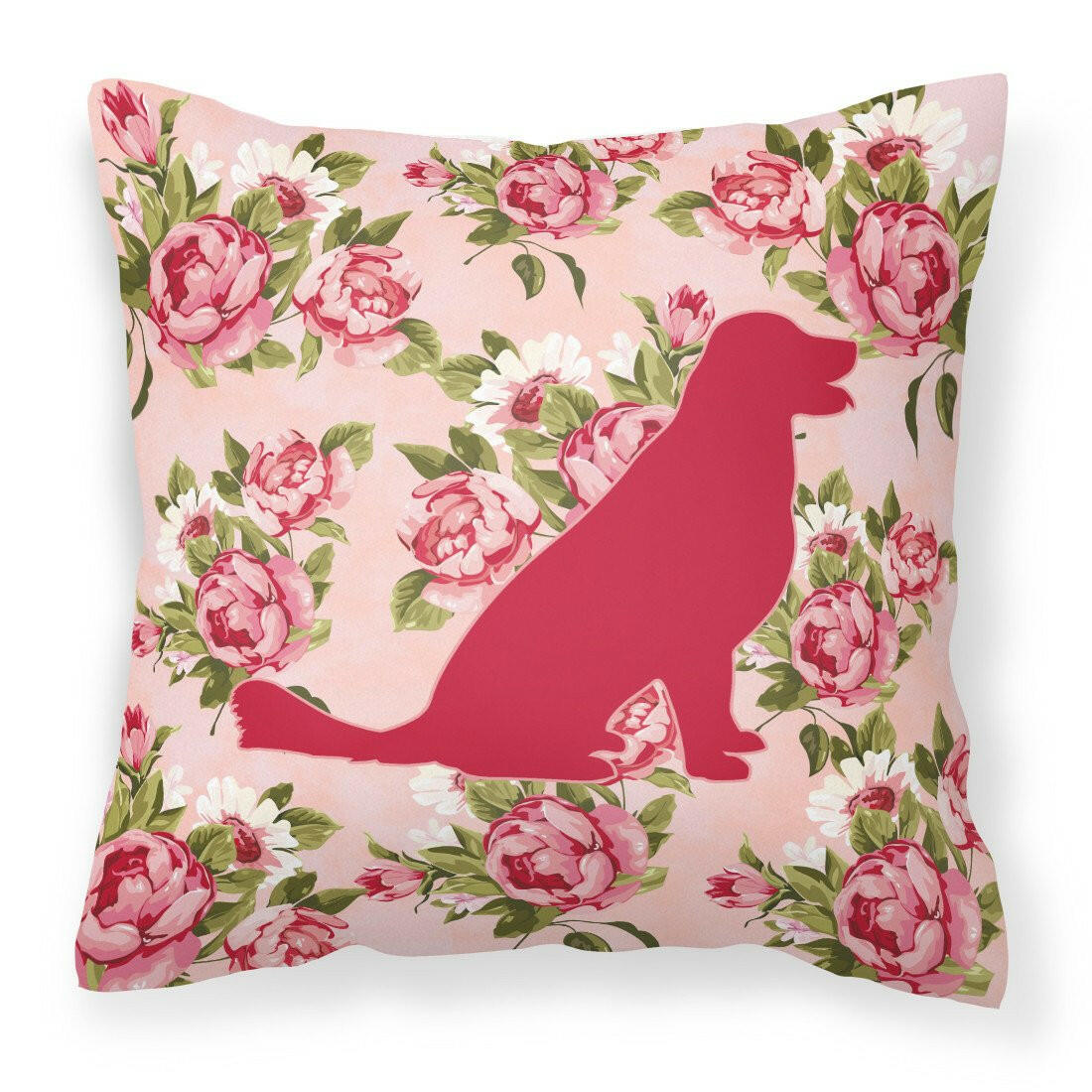 Labrador Shabby Chic Pink Roses  Fabric Decorative Pillow BB1076-RS-PK-PW1414 - the-store.com