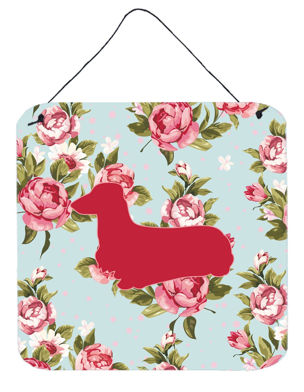 Dachshund Shabby Chic Blue Roses Wall or Door Hanging Prints BB1078 by Caroline&#39;s Treasures