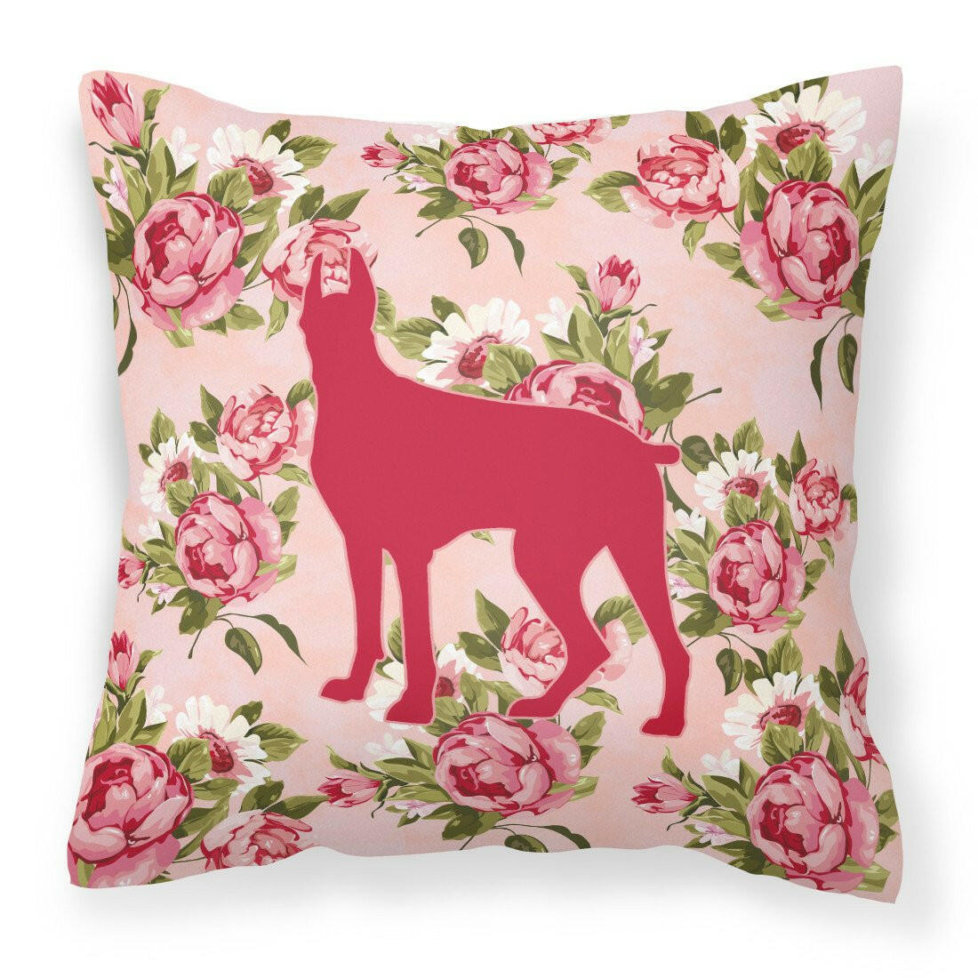 Great Dane Shabby Chic Pink Roses  Fabric Decorative Pillow BB1081-RS-PK-PW1414 - the-store.com