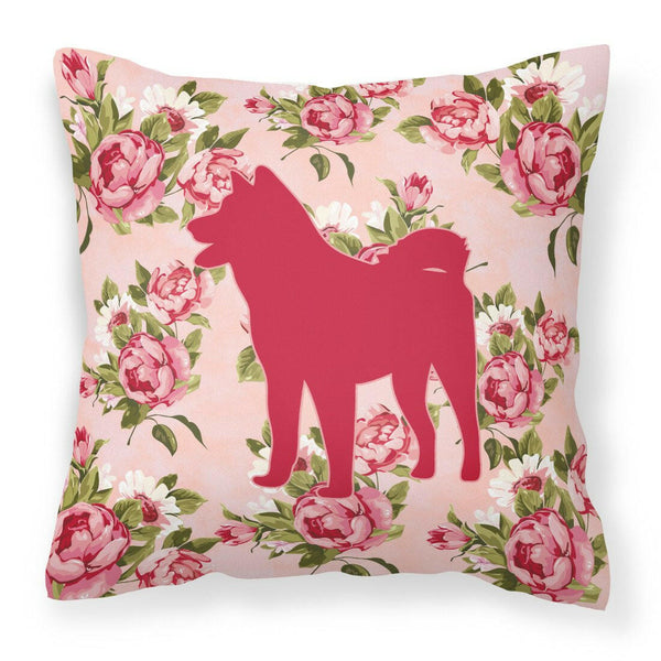 Akita Shabby Chic Pink Roses  Fabric Decorative Pillow BB1082-RS-PK-PW1414 - the-store.com