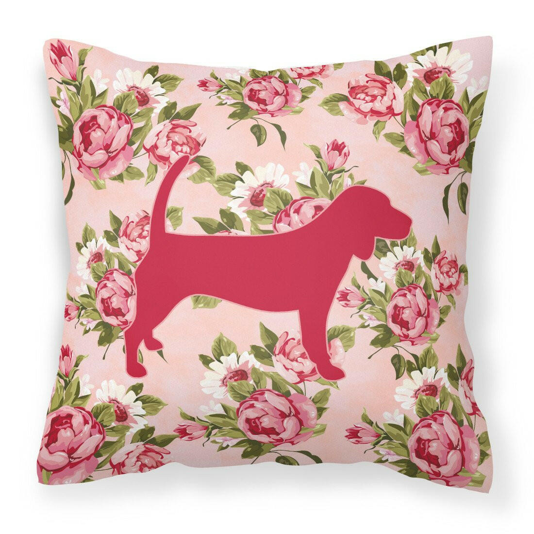 Beagle Shabby Chic Pink Roses  Fabric Decorative Pillow BB1087-RS-PK-PW1414 - the-store.com