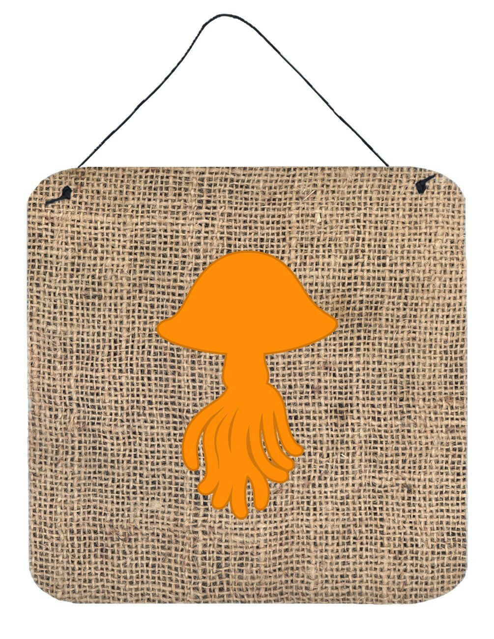 Jellyfish Burlap and Orange Aluminium Metal Wall or Door Hanging Prints BB1089 by Caroline&#39;s Treasures