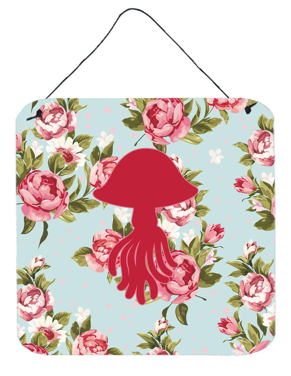 Jellyfish Shabby Chic Blue Roses Wall or Door Hanging Prints BB1089 by Caroline&#39;s Treasures