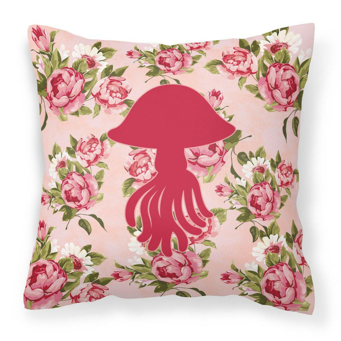 Jellyfish Shabby Chic Pink Roses  Fabric Decorative Pillow BB1089-RS-PK-PW1414 - the-store.com