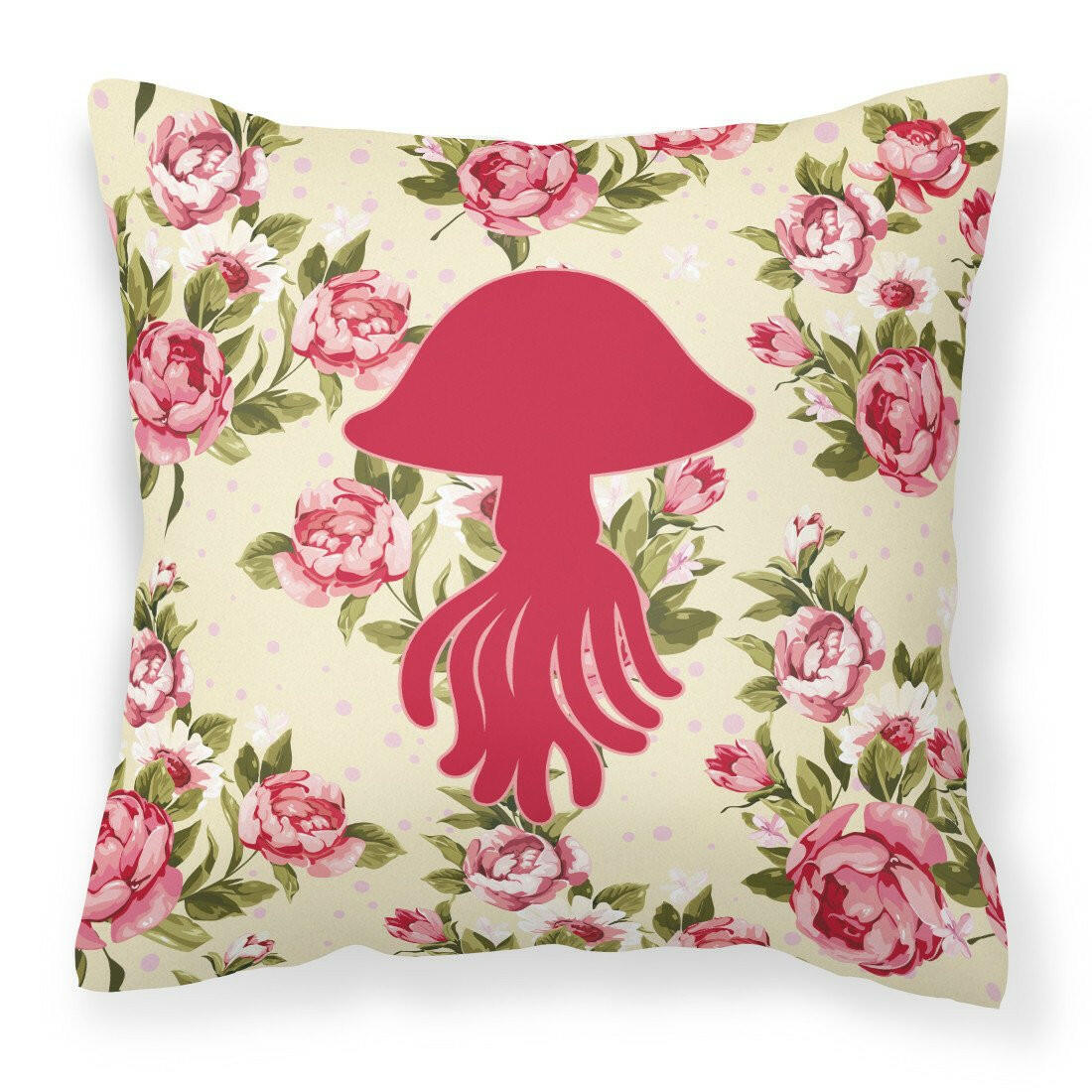 Jellyfish Shabby Chic Yellow Roses  Fabric Decorative Pillow BB1089-RS-YW-PW1414 - the-store.com