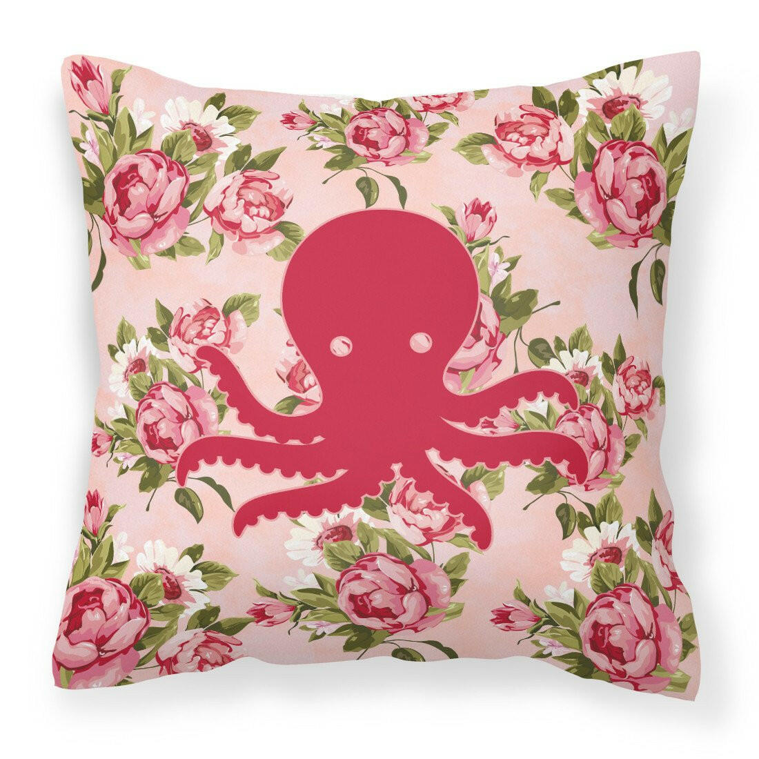 Octopus Shabby Chic Pink Roses  Fabric Decorative Pillow BB1090-RS-PK-PW1414 - the-store.com