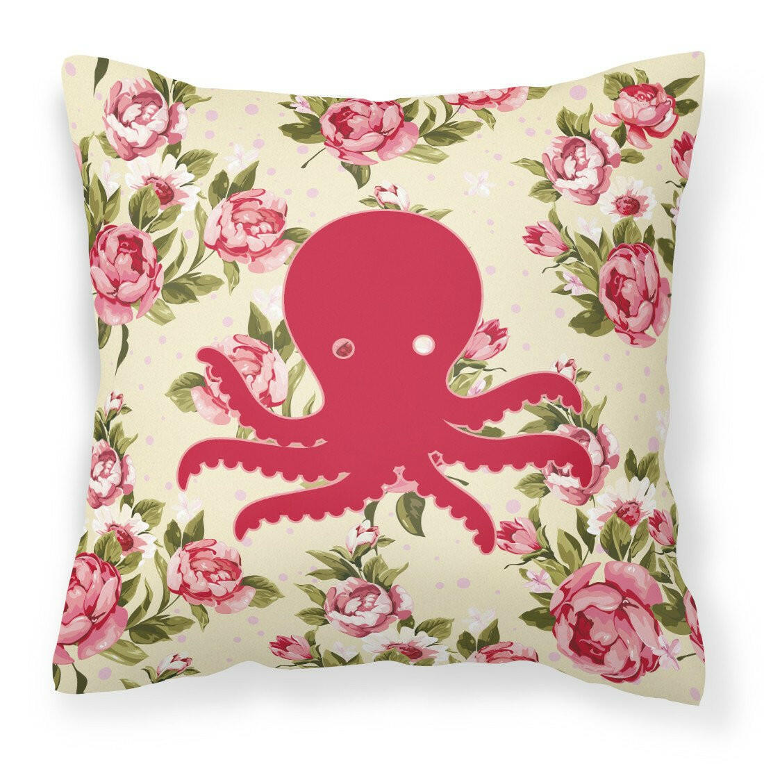 Octopus Shabby Chic Yellow Roses  Fabric Decorative Pillow BB1090-RS-YW-PW1414 - the-store.com