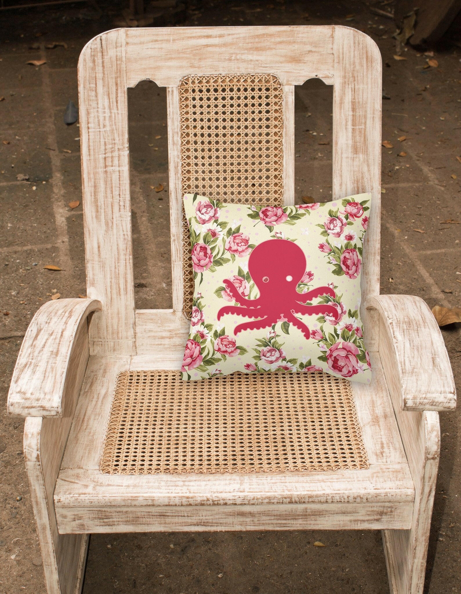 Octopus Shabby Chic Yellow Roses  Fabric Decorative Pillow BB1090-RS-YW-PW1414 - the-store.com