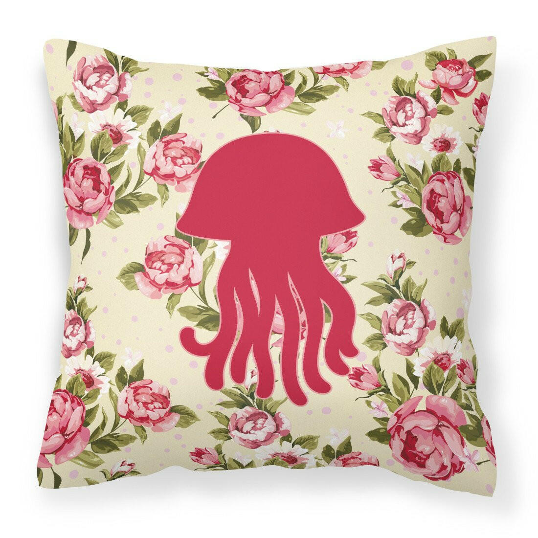 Jellyfish Shabby Chic Yellow Roses  Fabric Decorative Pillow BB1091-RS-YW-PW1414 - the-store.com