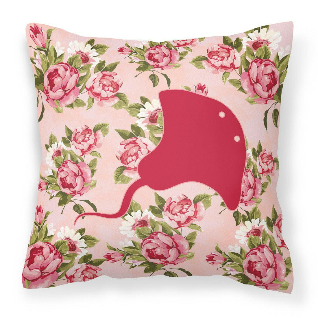 Stingray Shabby Chic Pink Roses  Fabric Decorative Pillow BB1095-RS-PK-PW1414 - the-store.com