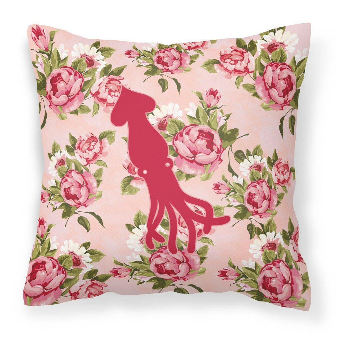 Squid Shabby Chic Pink Roses  Fabric Decorative Pillow BB1096-RS-PK-PW1414 - the-store.com