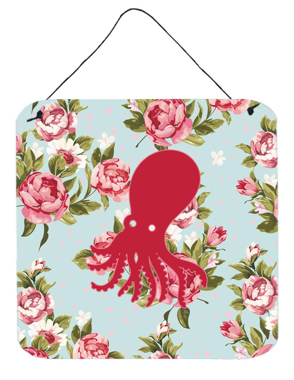 Octopus Shabby Chic Blue Roses Wall or Door Hanging Prints BB1098 by Caroline&#39;s Treasures
