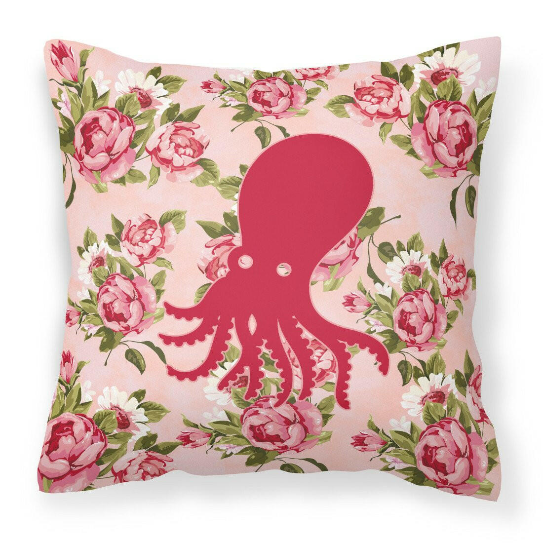 Octopus Shabby Chic Pink Roses  Fabric Decorative Pillow BB1098-RS-PK-PW1414 - the-store.com