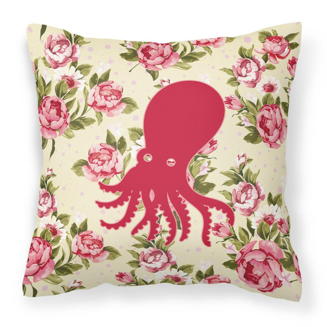 Octopus Shabby Chic Yellow Roses  Fabric Decorative Pillow BB1098-RS-YW-PW1414 - the-store.com