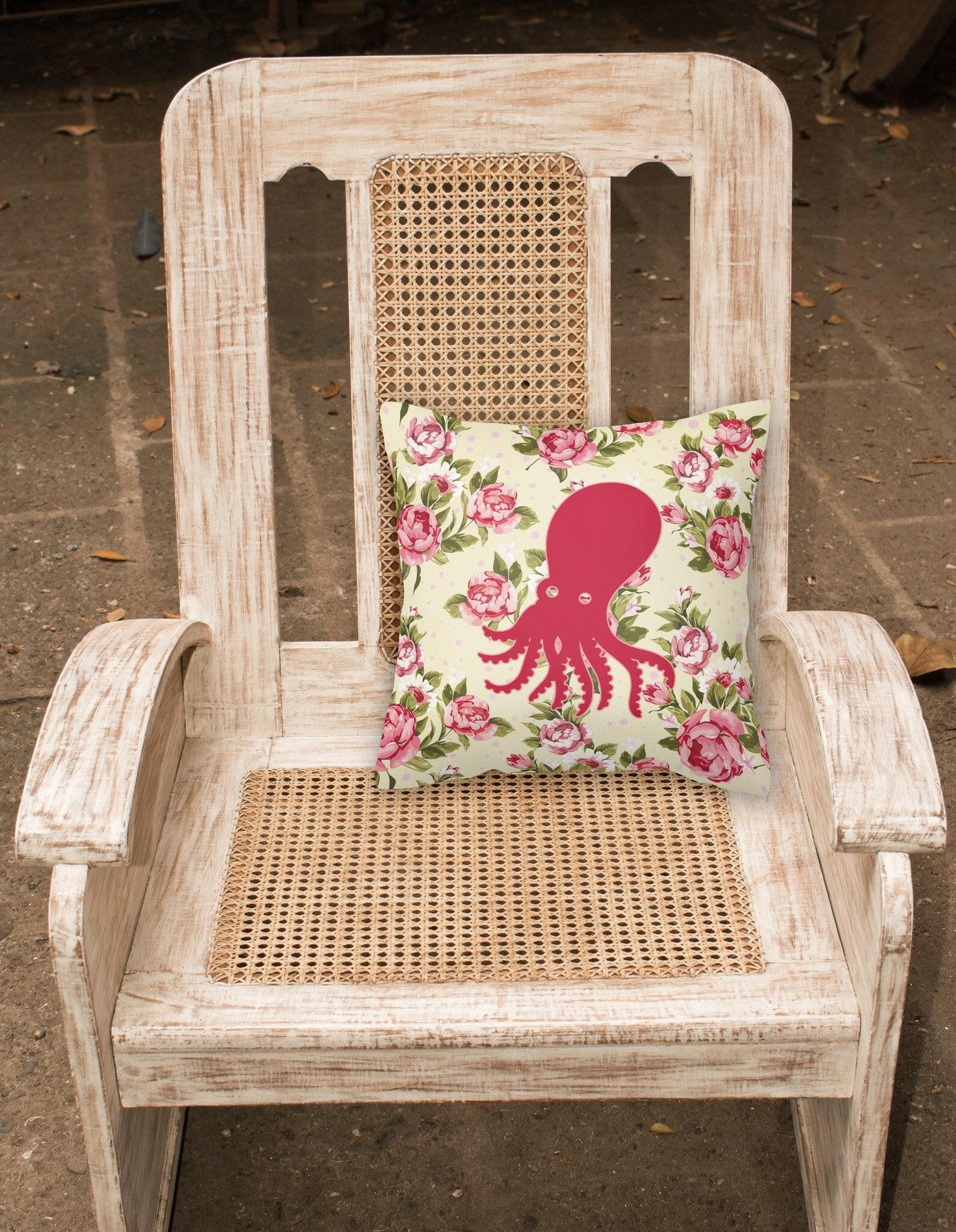 Octopus Shabby Chic Yellow Roses  Fabric Decorative Pillow BB1098-RS-YW-PW1414 - the-store.com