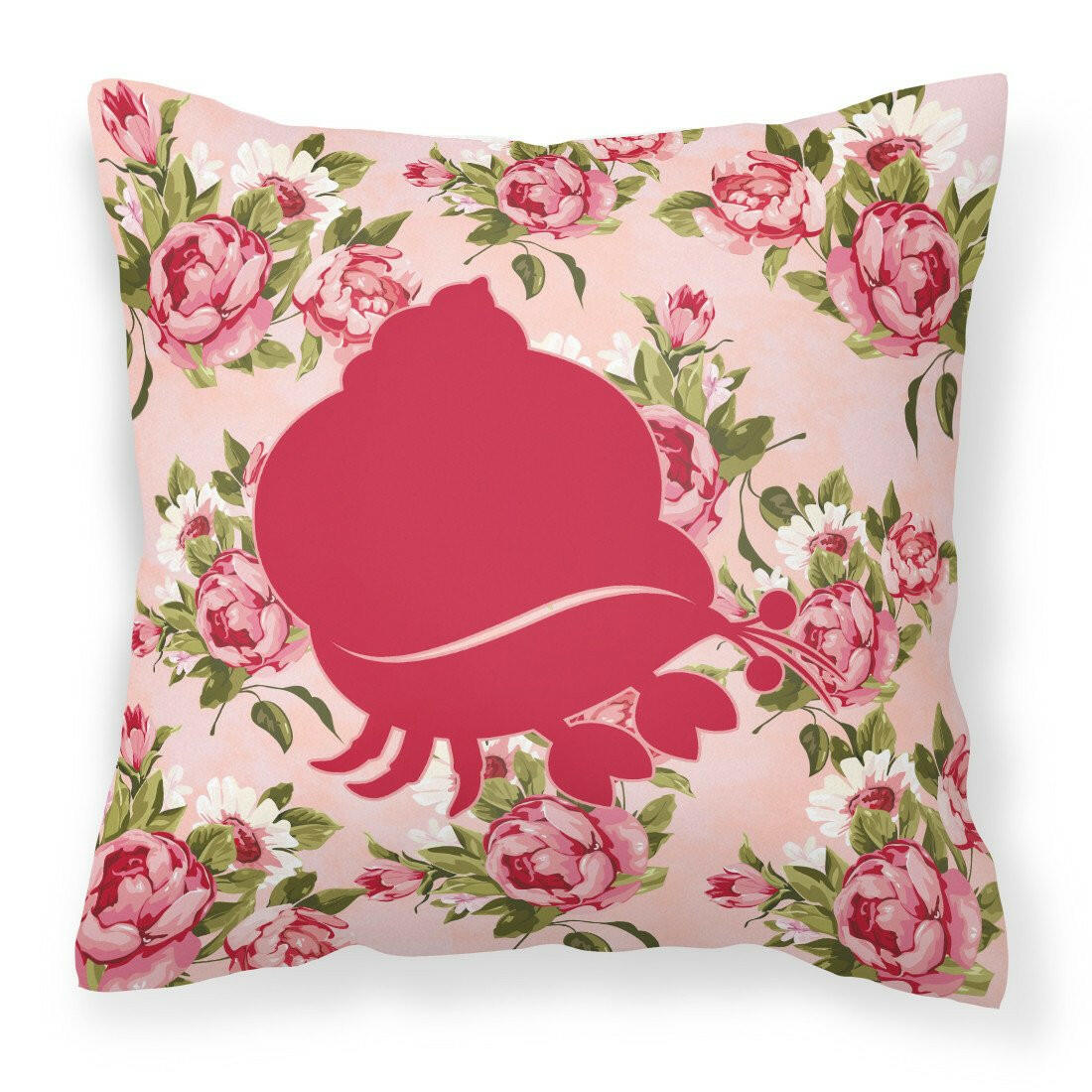 Hermit Crab Shabby Chic Pink Roses  Fabric Decorative Pillow BB1102-RS-PK-PW1414 - the-store.com
