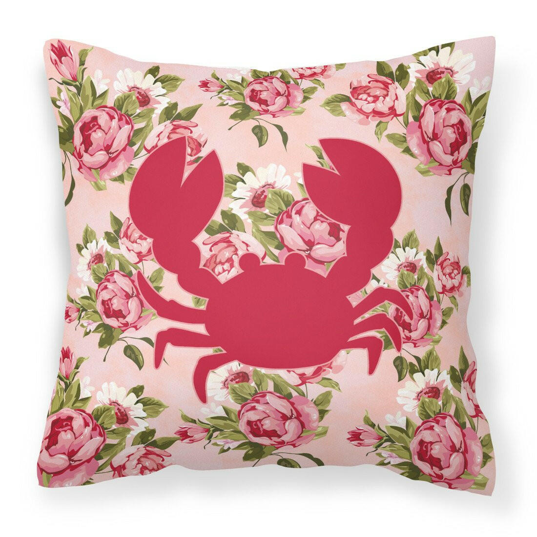 Crab Shabby Chic Pink Roses  Fabric Decorative Pillow BB1104-RS-PK-PW1414 - the-store.com