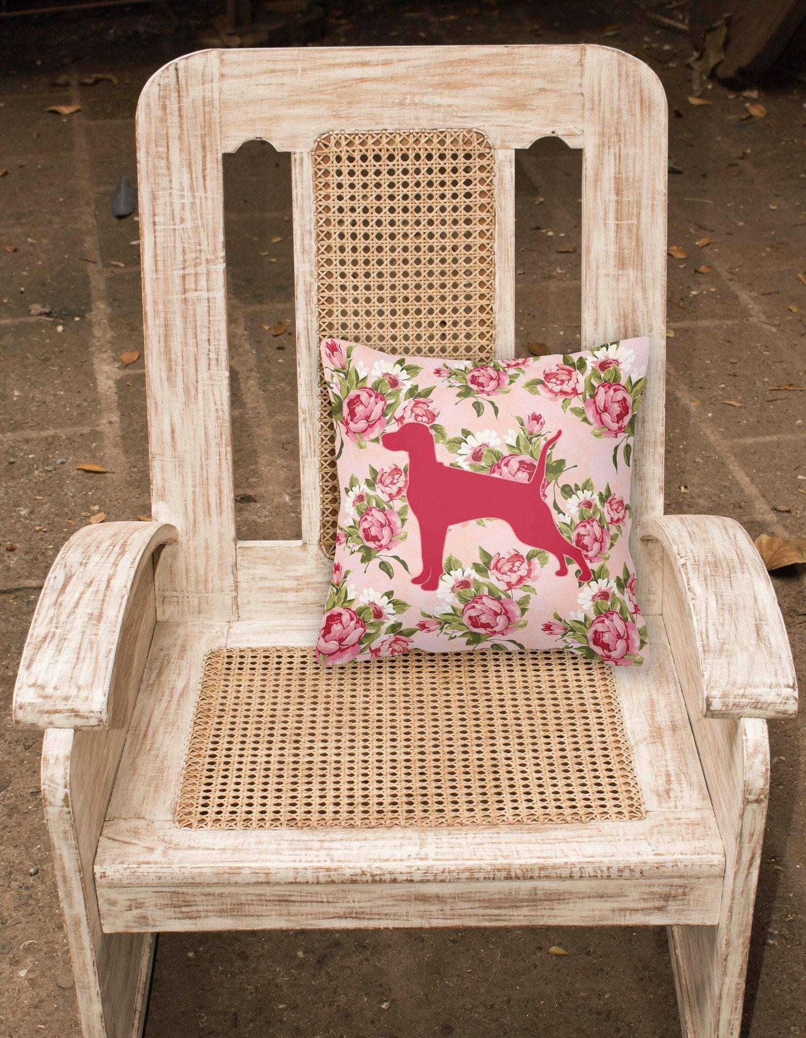Pointer Shabby Chic Pink Roses  Fabric Decorative Pillow BB1105-RS-PK-PW1414 - the-store.com