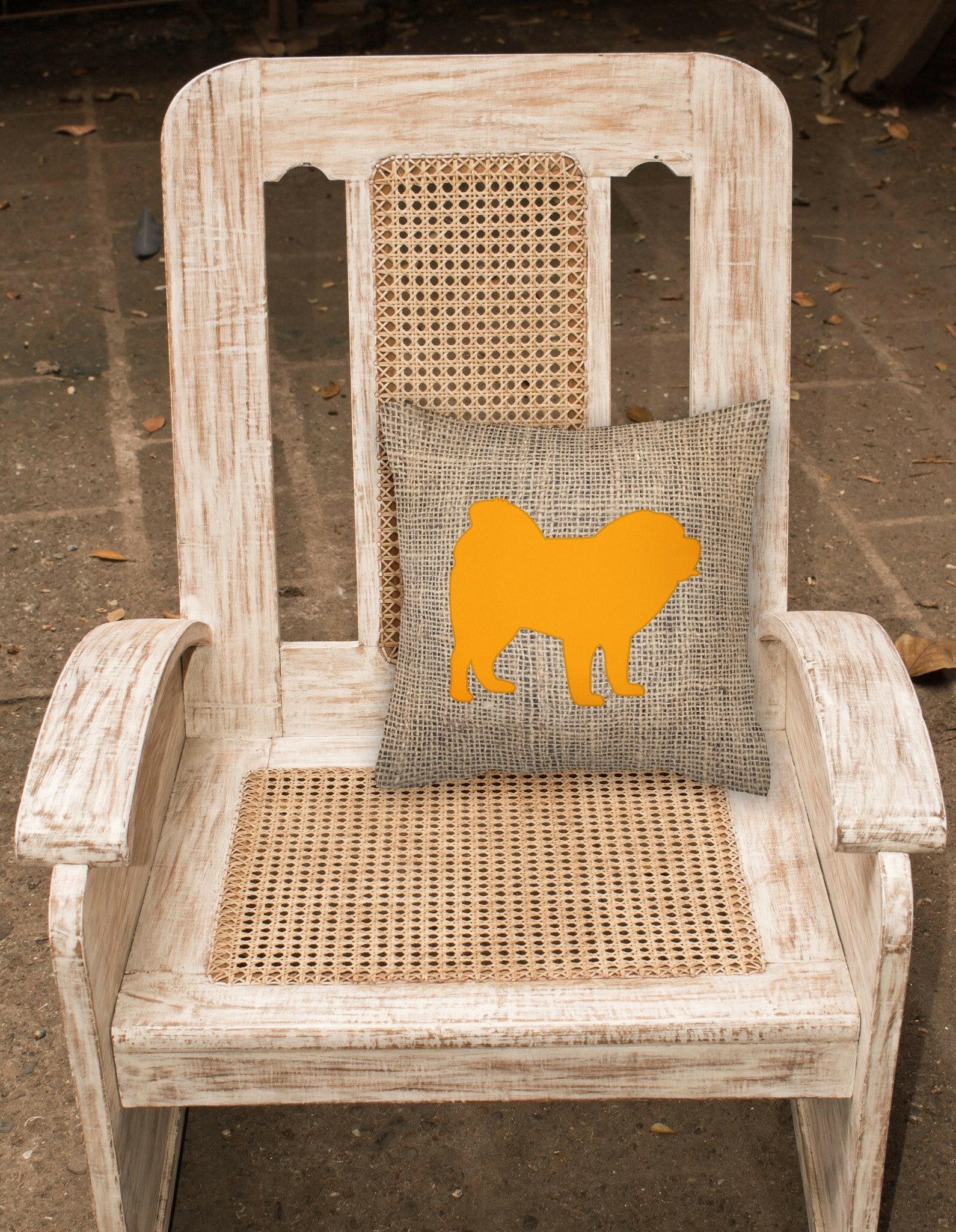 Chow Chow Burlap and Orange   Canvas Fabric Decorative Pillow BB1106 - the-store.com