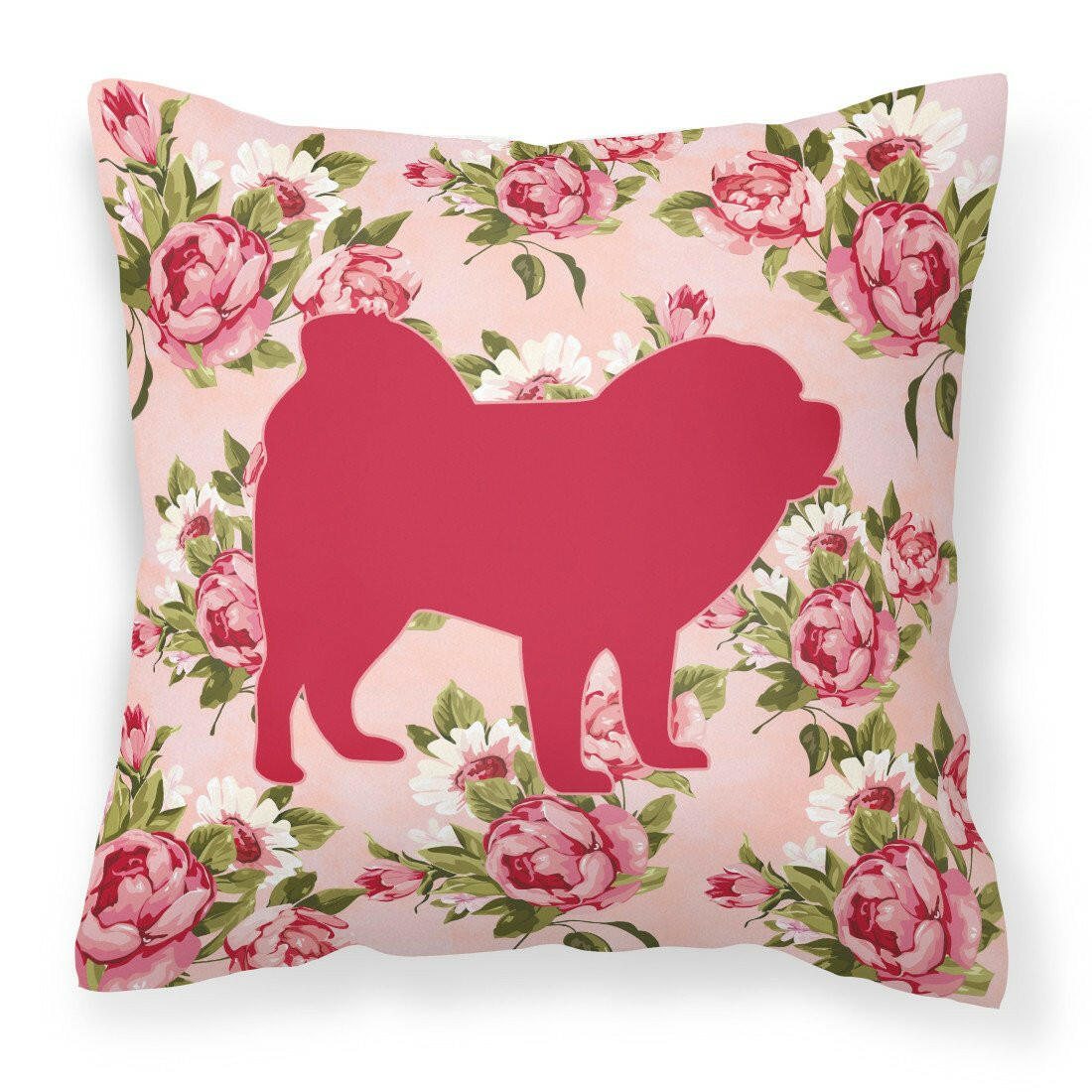Chow Chow Shabby Chic Pink Roses  Fabric Decorative Pillow BB1106-RS-PK-PW1414 - the-store.com