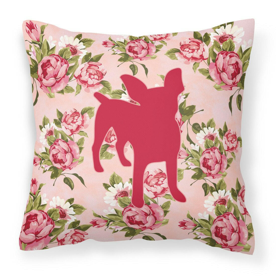 Chihuahua Shabby Chic Pink Roses  Fabric Decorative Pillow BB1108-RS-PK-PW1414 - the-store.com