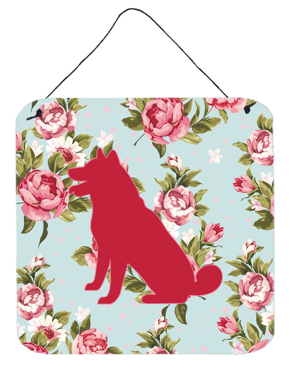 Shiba Inu Shabby Chic Blue Roses Wall or Door Hanging Prints BB1113 by Caroline&#39;s Treasures