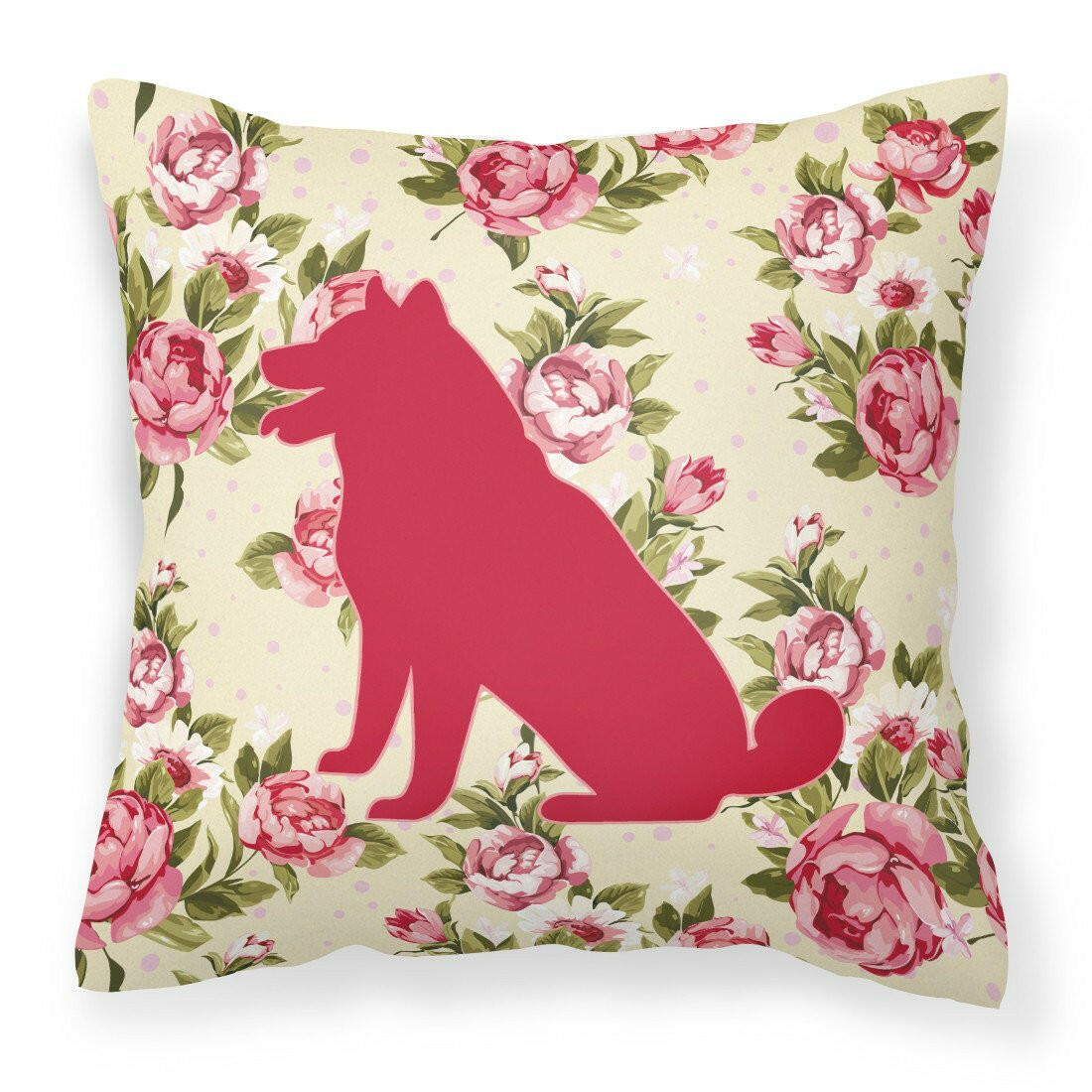 Shiba Inu Shabby Chic Yellow Roses  Fabric Decorative Pillow BB1113-RS-YW-PW1414 - the-store.com