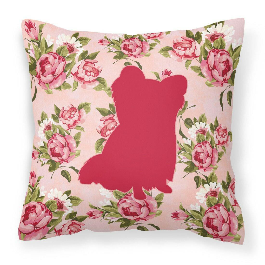 Chihuahua Shabby Chic Pink Roses  Fabric Decorative Pillow BB1115-RS-PK-PW1414 - the-store.com