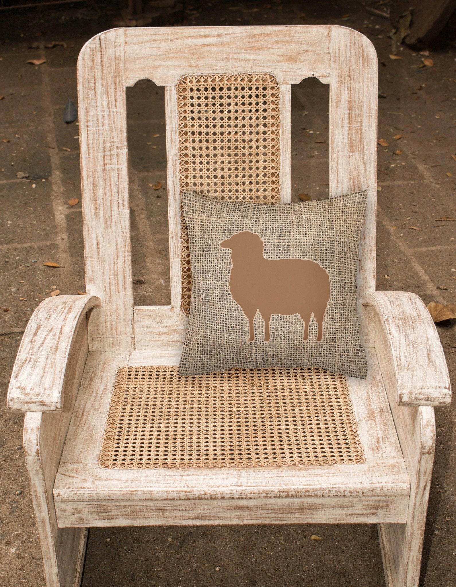 Sheep Burlap and Brown   Canvas Fabric Decorative Pillow BB1126 - the-store.com