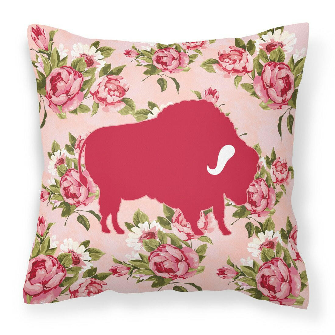 Buffalo Shabby Chic Pink Roses  Fabric Decorative Pillow BB1127-RS-PK-PW1414 - the-store.com