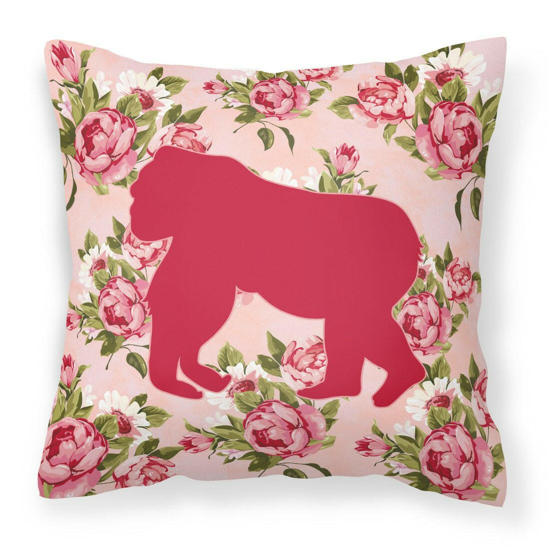 Gorilla Shabby Chic Pink Roses  Fabric Decorative Pillow BB1129-RS-PK-PW1414 - the-store.com