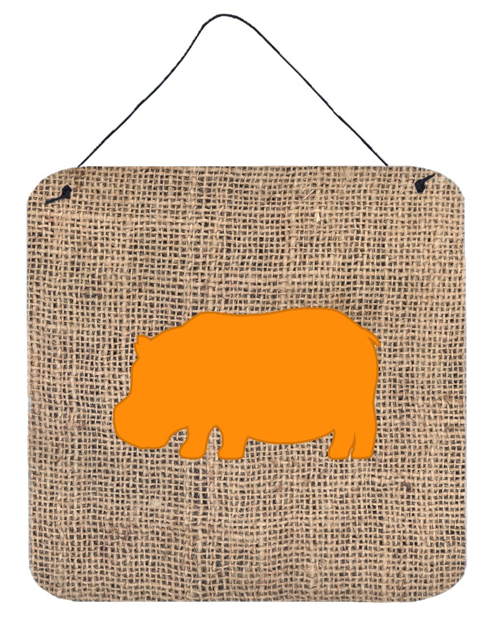 Hippopotamus Burlap and Orange Wall or Door Hanging Prints BB1130 by Caroline&#39;s Treasures