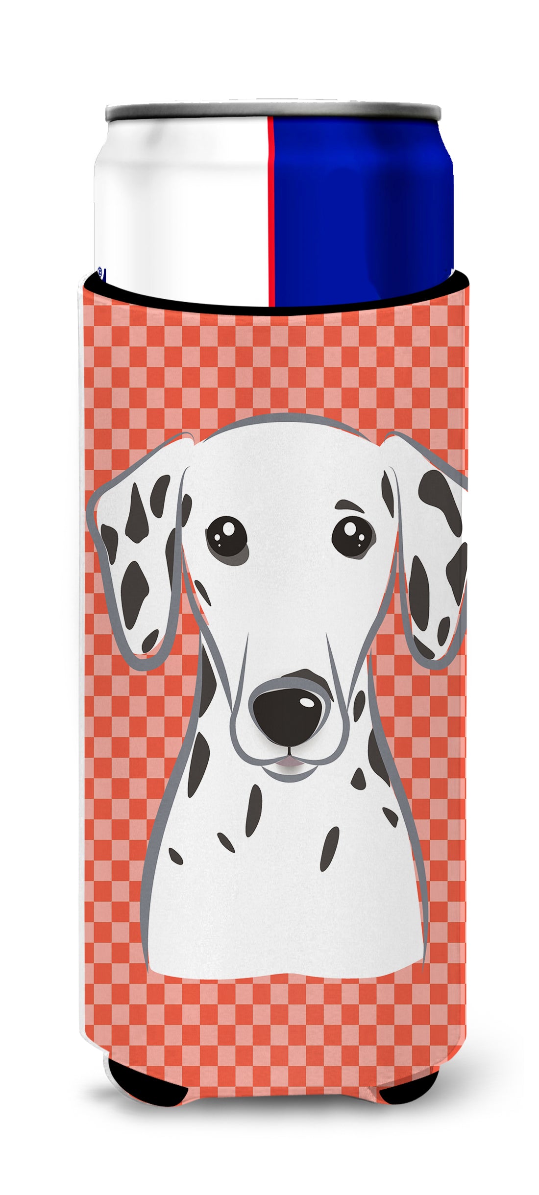 Red Checkered Dalmatian Ultra Beverage Insulators for slim cans BB1131MUK.