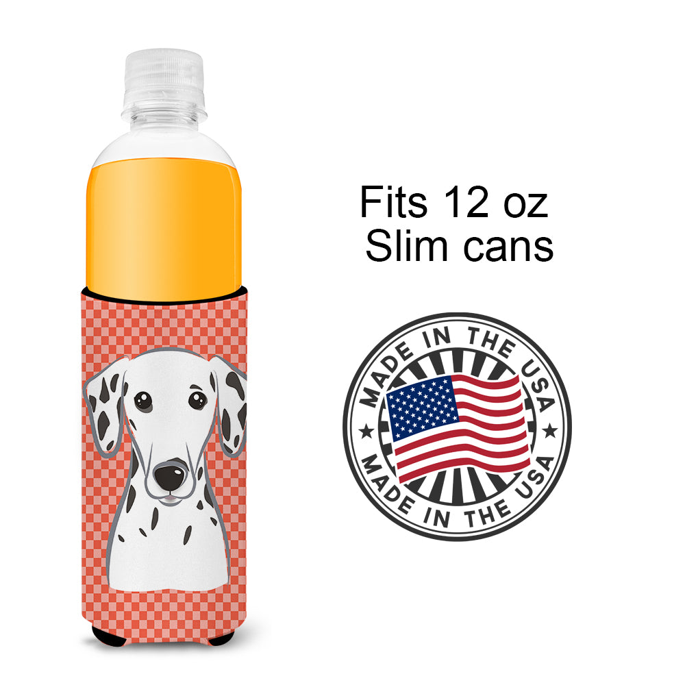 Red Checkered Dalmatian Ultra Beverage Insulators for slim cans BB1131MUK.