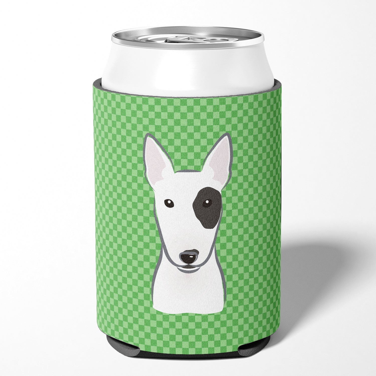 Green Checkered Bull Terrier Can or Bottle Hugger BB1132CC.