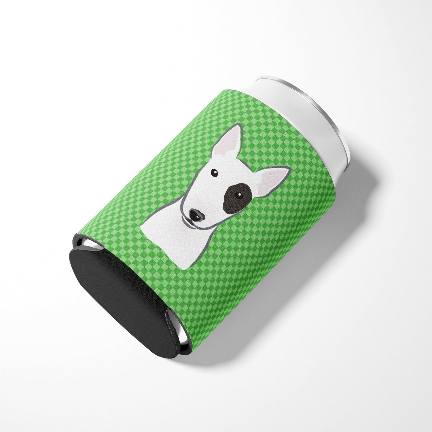 Green Checkered Bull Terrier Can or Bottle Hugger BB1132CC