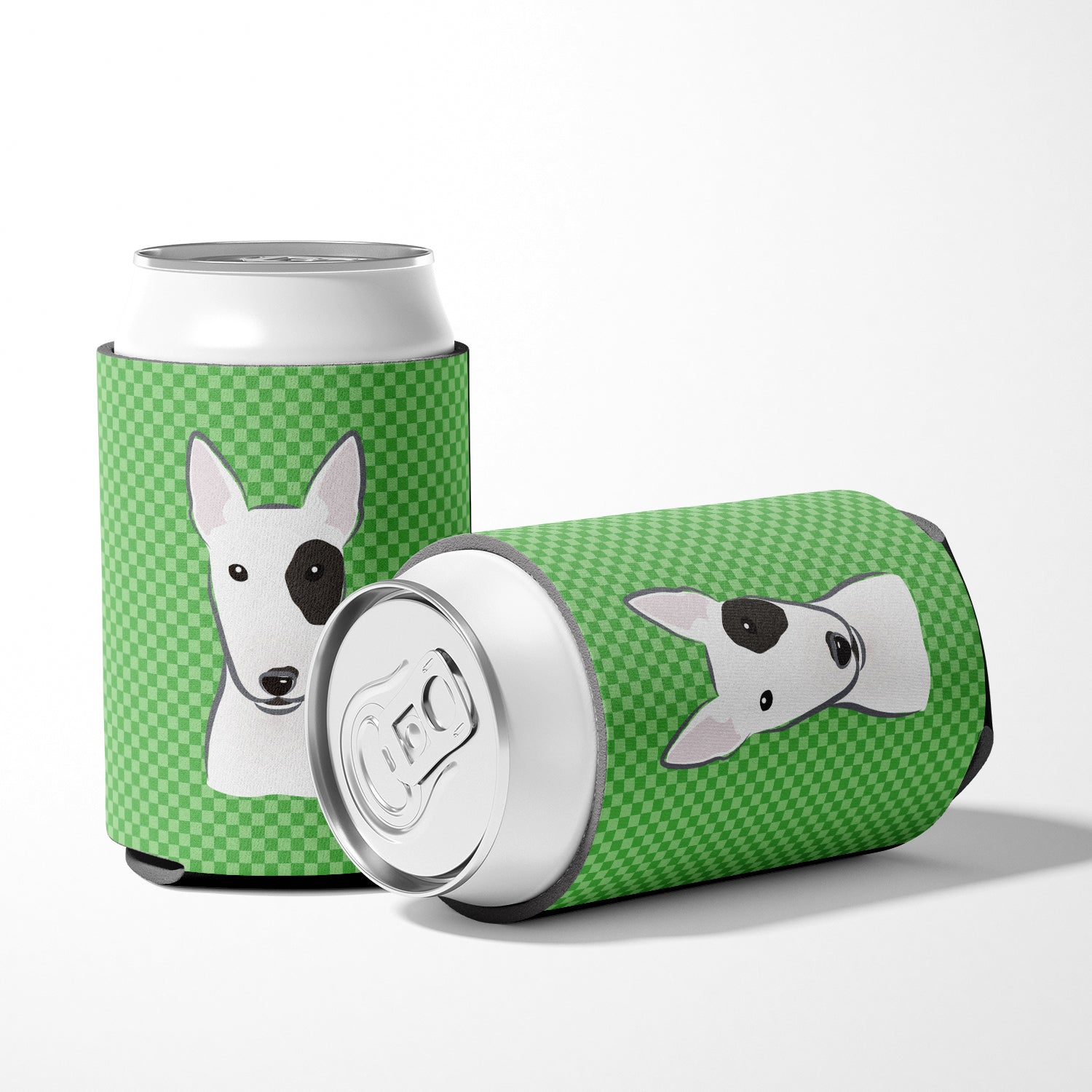 Canette ou Hugger de bouteille Bull Terrier à carreaux verts BB1132CC