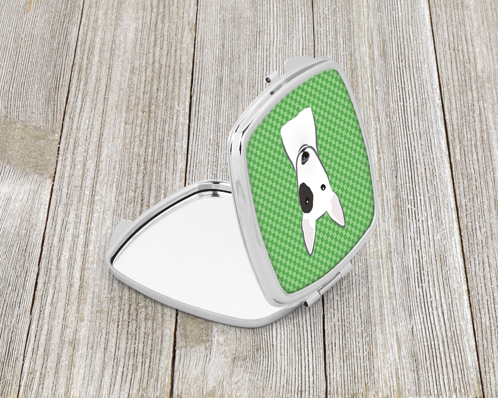 Green Checkered Bull Terrier Compact Mirror BB1132SCM  the-store.com.
