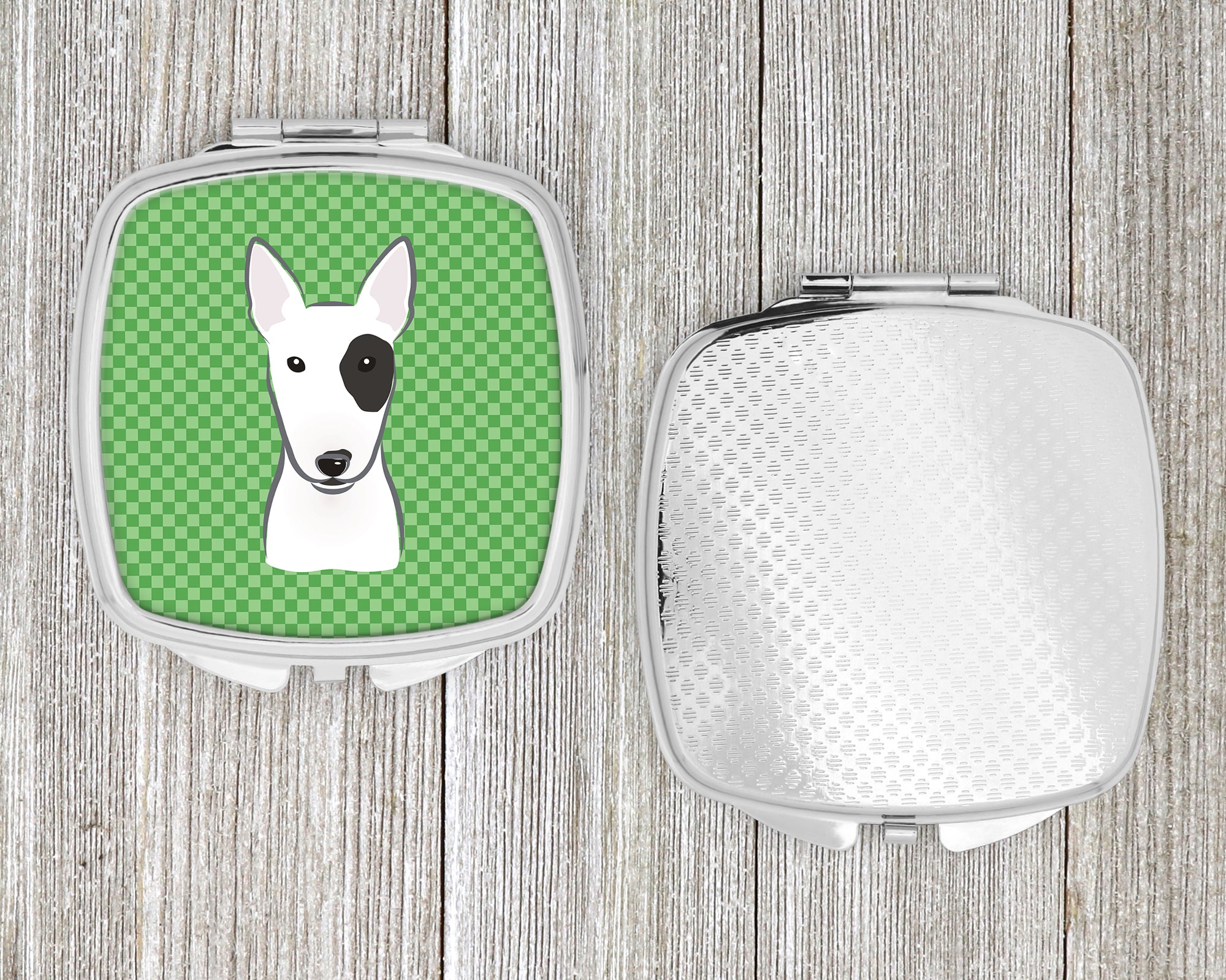 Green Checkered Bull Terrier Compact Mirror BB1132SCM  the-store.com.