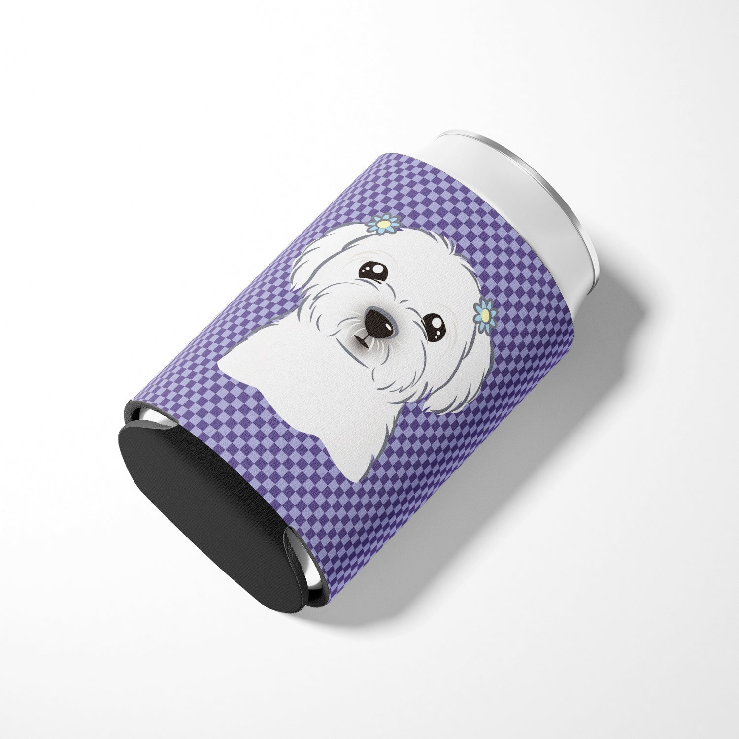 Purple Checkered Maltese Can or Bottle Hugger BB1134CC