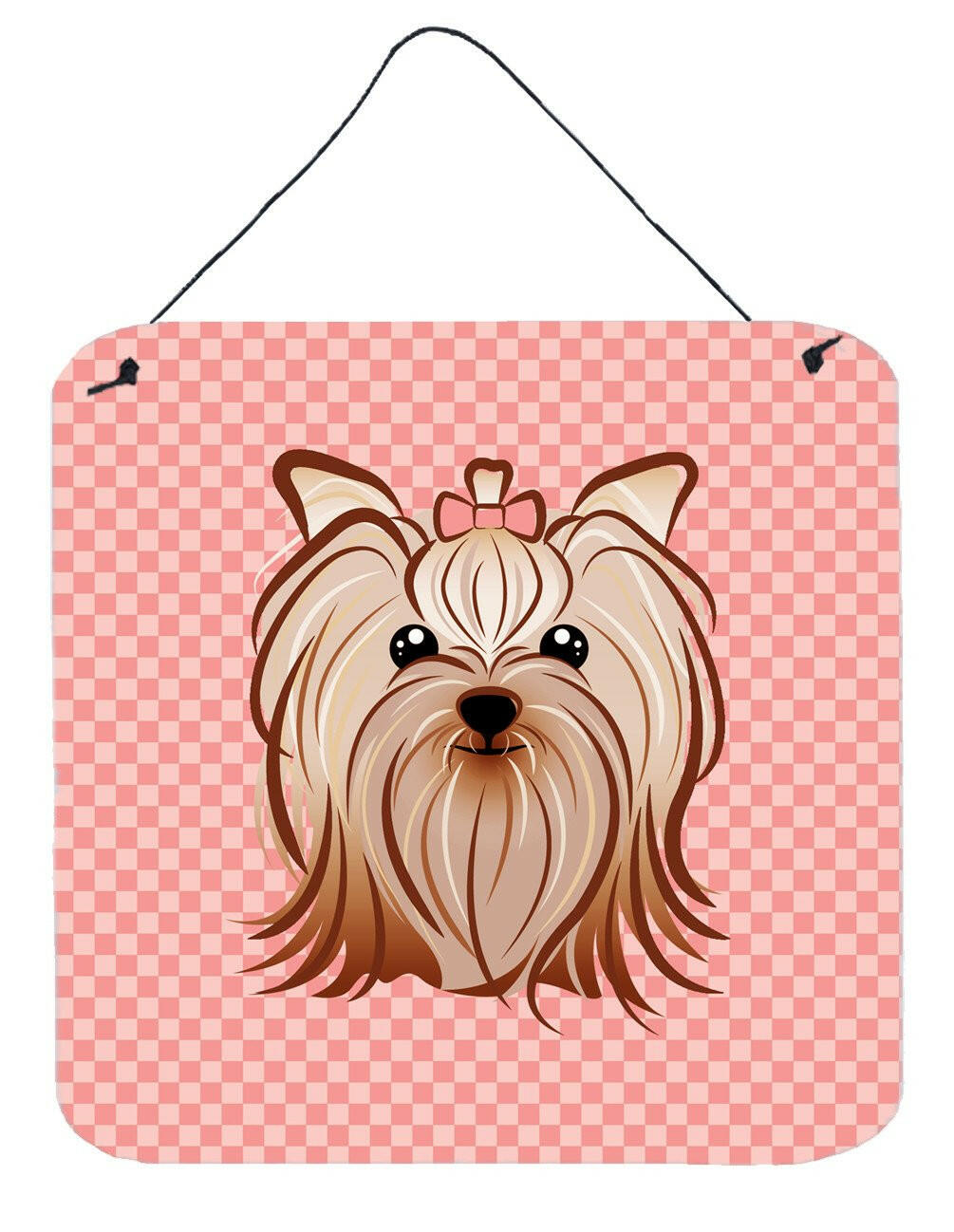 Pink Checkered Yorkie / Yorkshire Terrier Wall or Door Hanging Prints BB1138DS66 by Caroline's Treasures