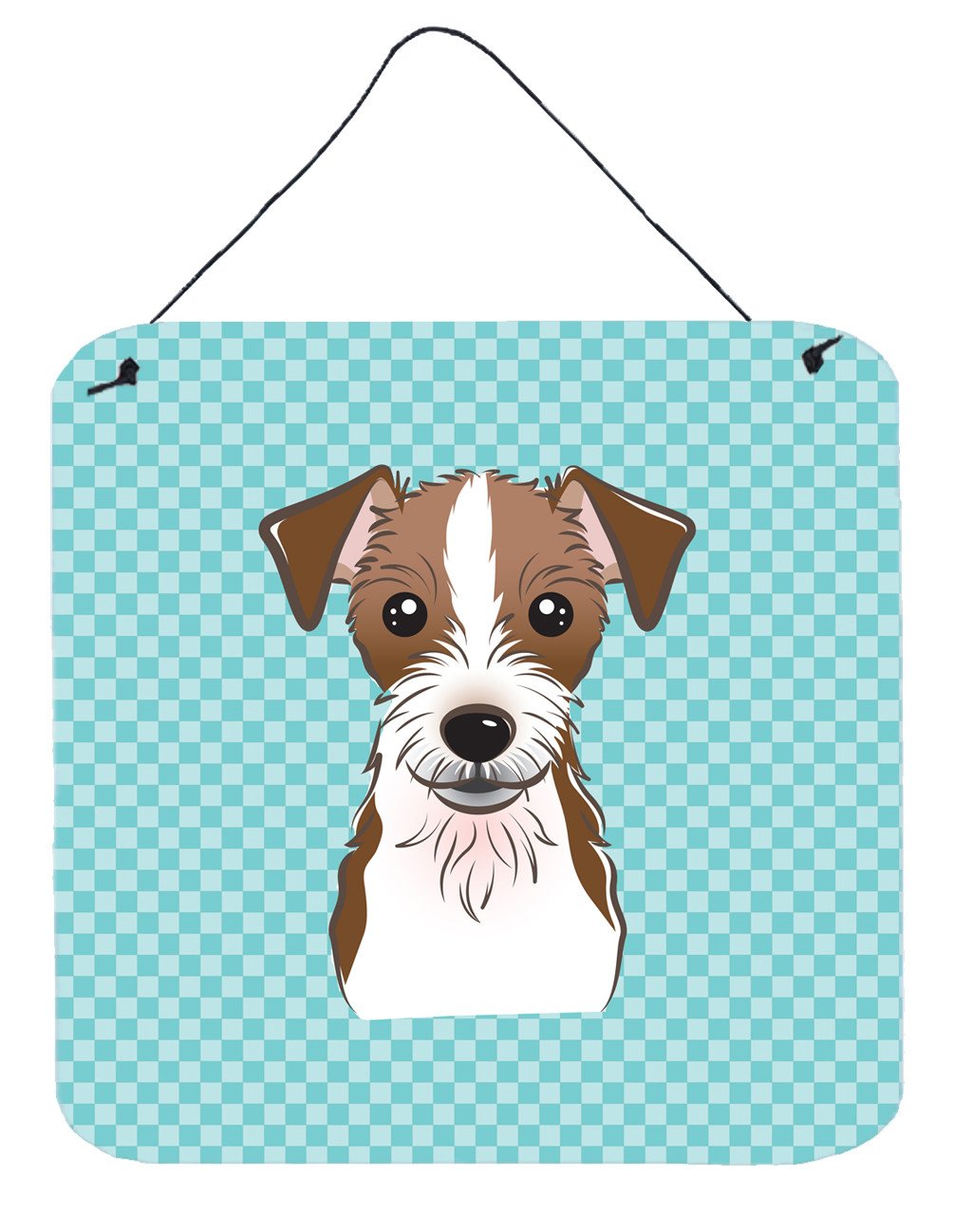 Checkerboard Blue Jack Russell Terrier Wall or Door Hanging Prints BB1140DS66 by Caroline&#39;s Treasures
