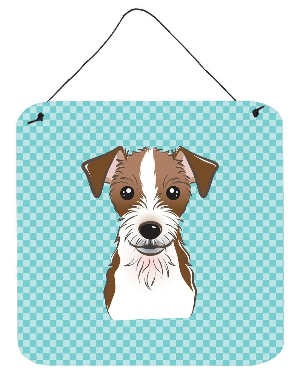 Checkerboard Blue Jack Russell Terrier Wall or Door Hanging Prints BB1140DS66 by Caroline&#39;s Treasures