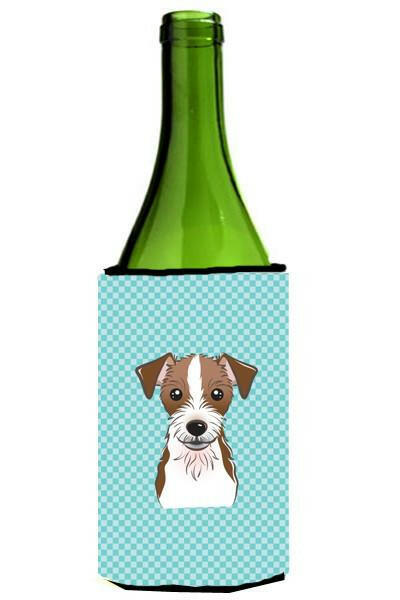 Checkerboard Blue Jack Russell Terrier Wine Bottle Beverage Insulator Hugger BB1140LITERK by Caroline&#39;s Treasures