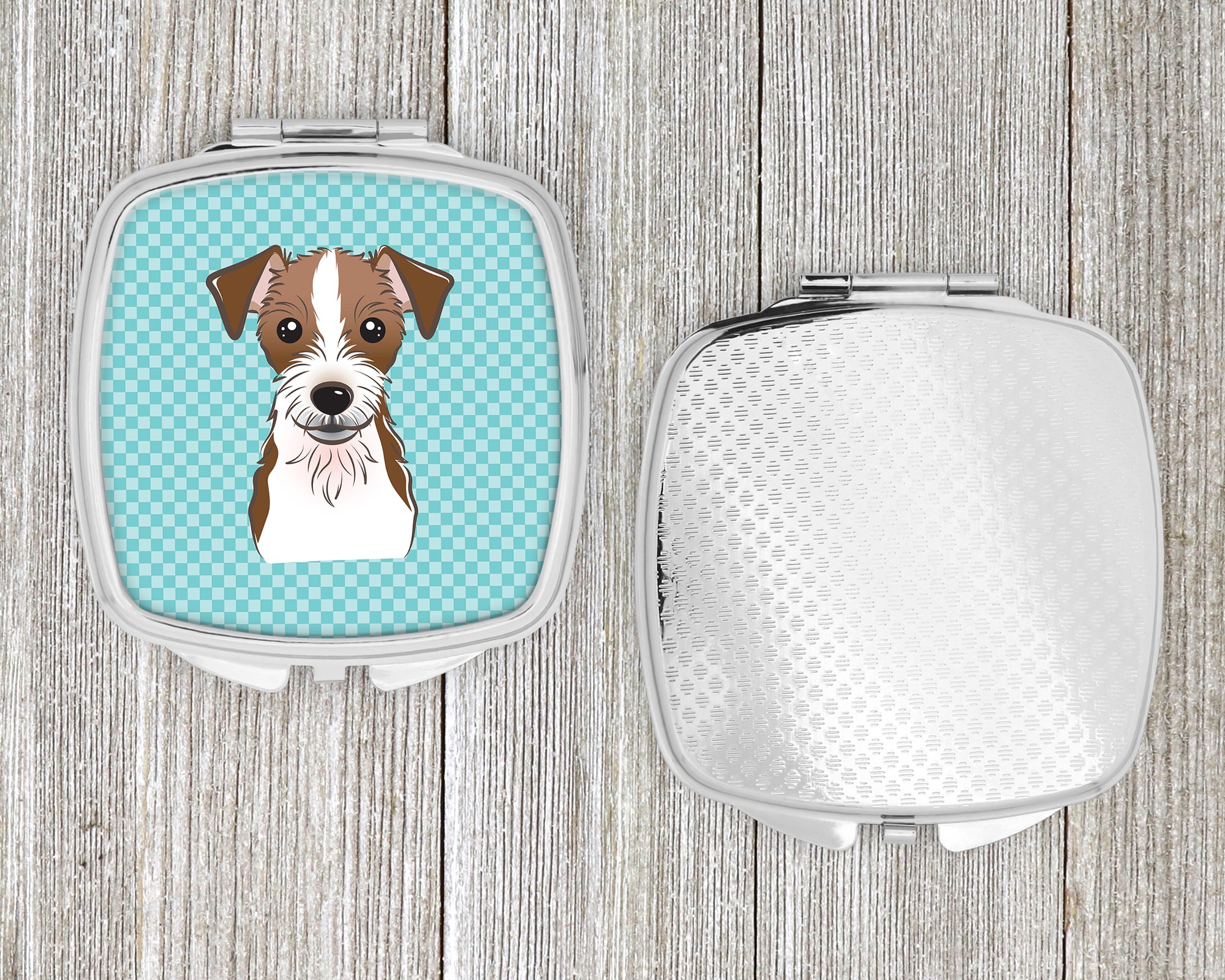 Checkerboard Blue Jack Russell Terrier Compact Mirror BB1140SCM