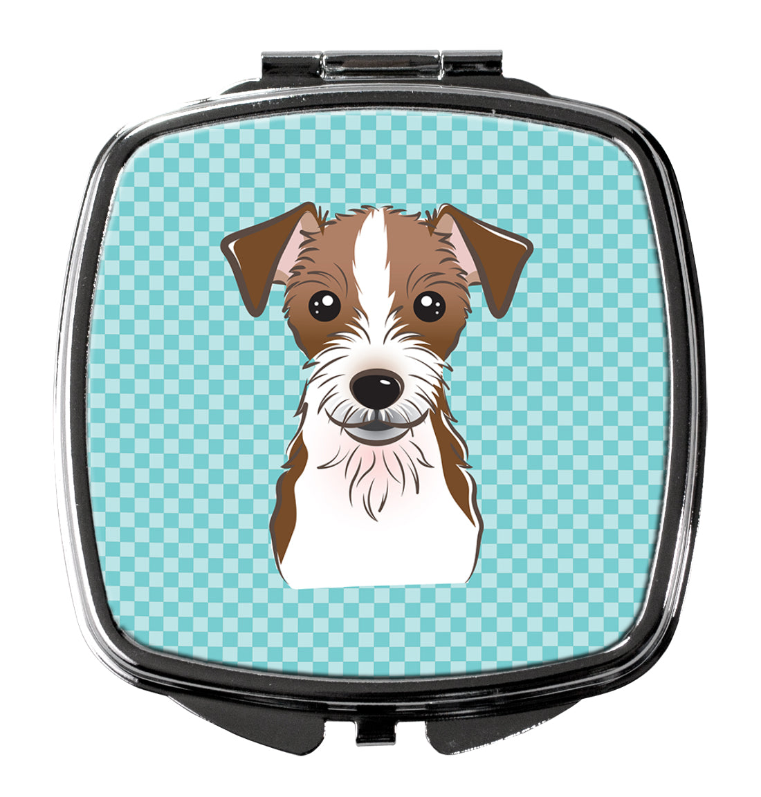 Checkerboard Blue Jack Russell Terrier Compact Mirror BB1140SCM  the-store.com.
