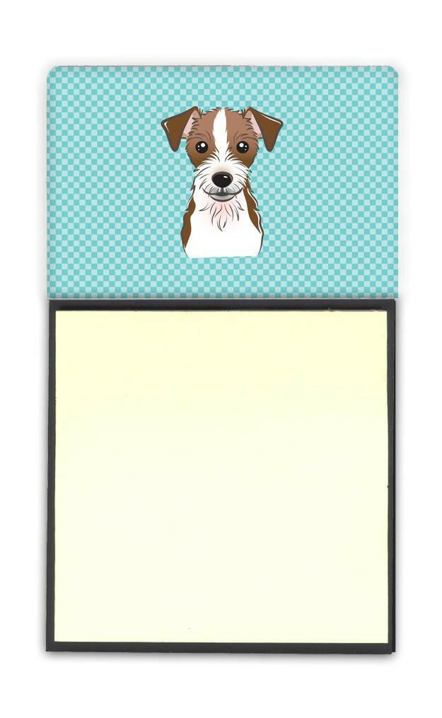 Checkerboard Blue Jack Russell Terrier Refiillable Sticky Note Holder or Postit Note Dispenser BB1140SN by Caroline&#39;s Treasures