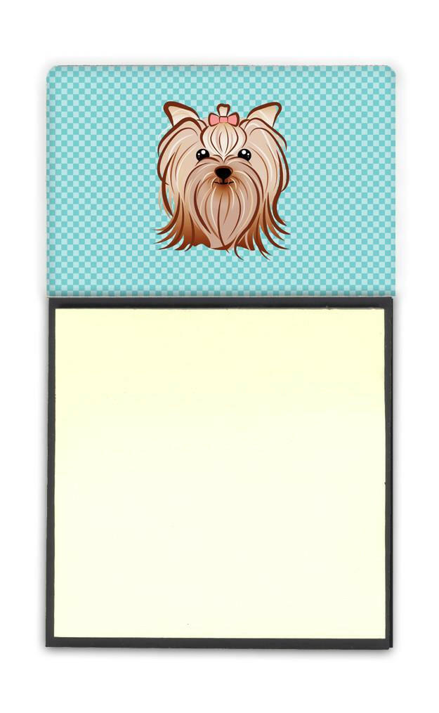 Checkerboard Blue Yorkie Yorkshire Terrier Refiillable Sticky Note Holder or Postit Note Dispenser BB1142SN by Caroline&#39;s Treasures