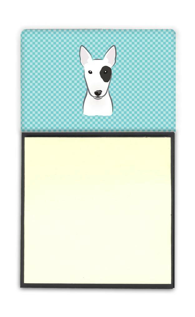 Checkerboard Blue Bull Terrier Refiillable Sticky Note Holder or Postit Note Dispenser BB1147SN by Caroline&#39;s Treasures