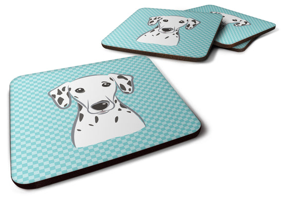 Set of 4 Checkerboard Blue Dalmatian Foam Coasters BB1148FC - the-store.com